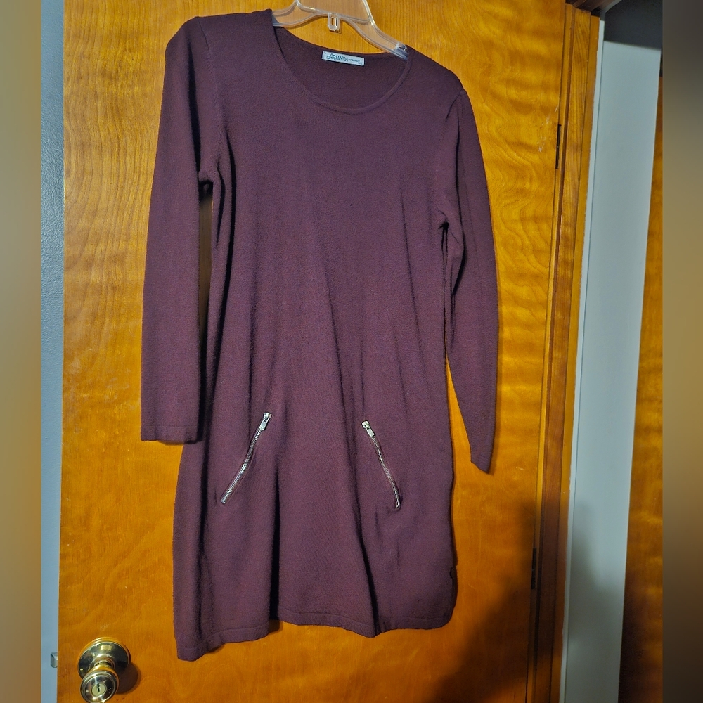 Beautiful burgundy tunic or mini dress with pockets